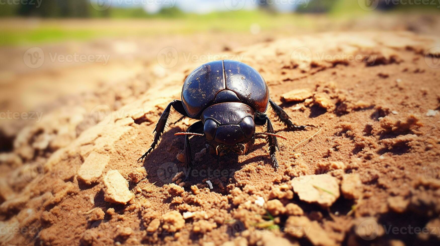 AI generated Photo of Dung Beetle on a ground. Generative AI