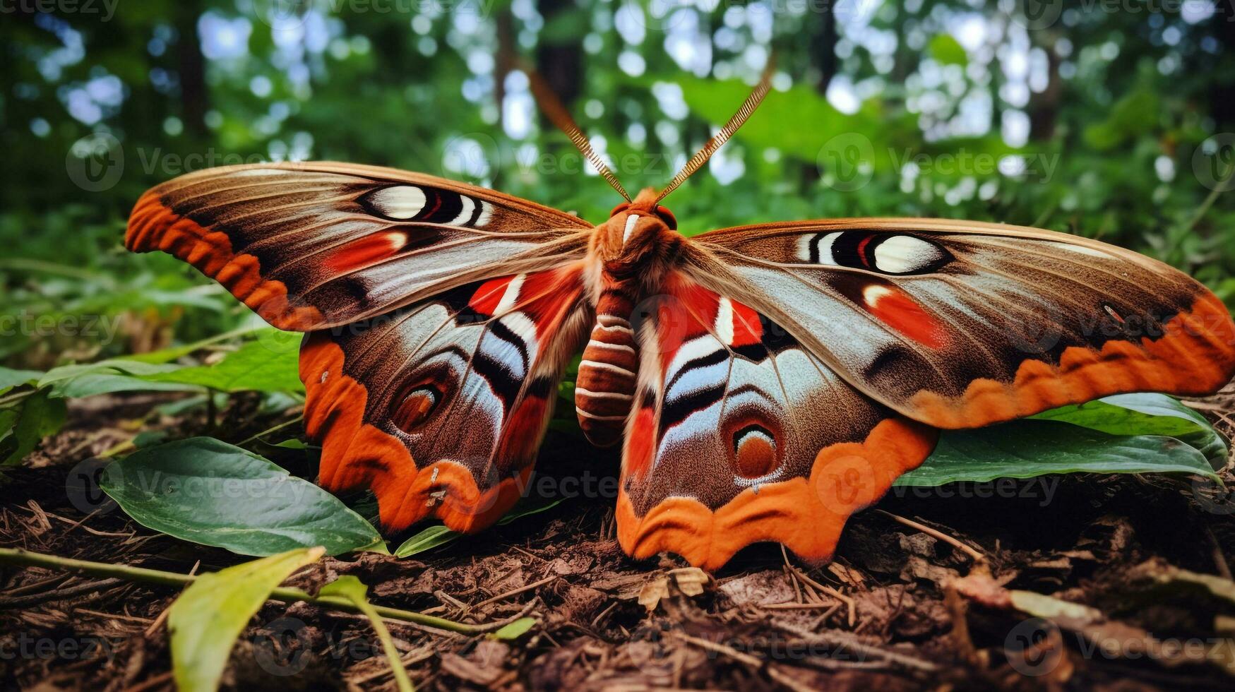 AI generated Photo of Atlas Moth on a ground. Generative AI