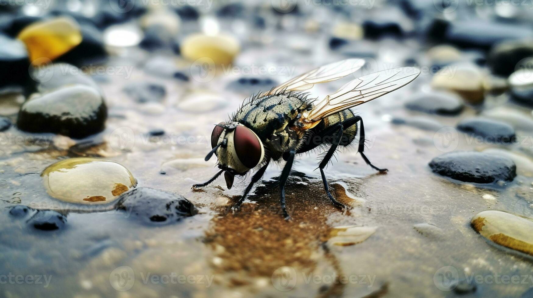 AI generated Photo of Fly on a ground. Generative AI