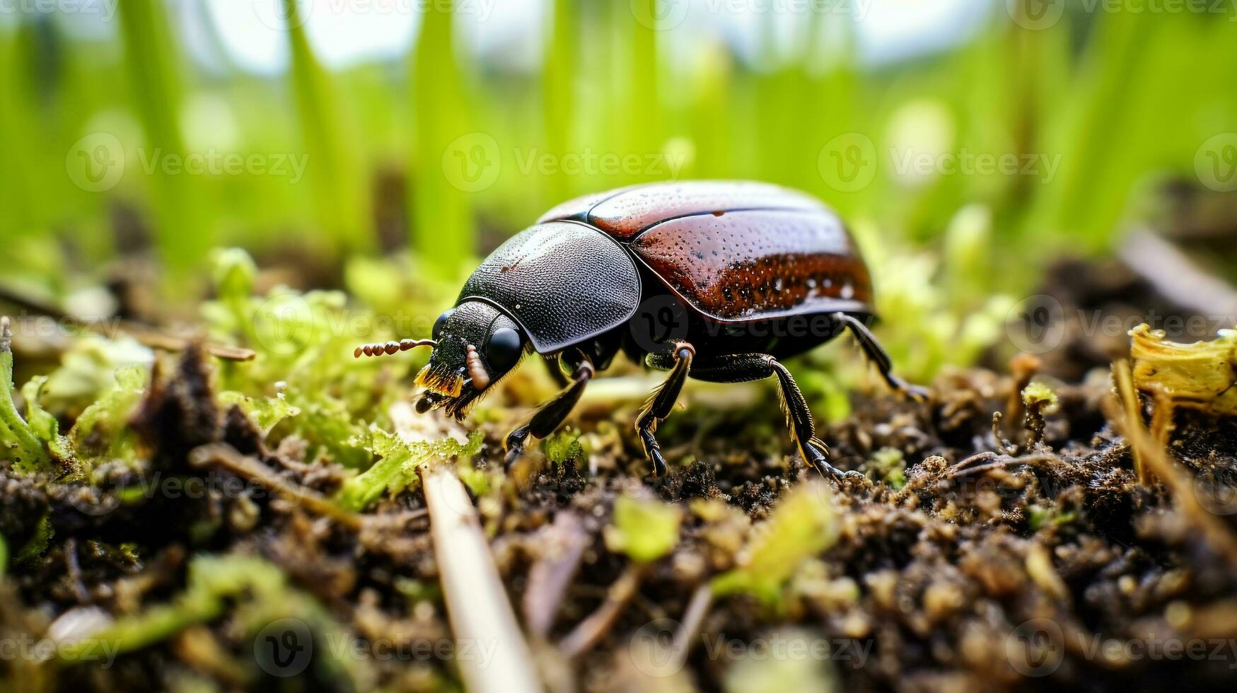 AI generated Photo of Flea Beetle on a ground. Generative AI