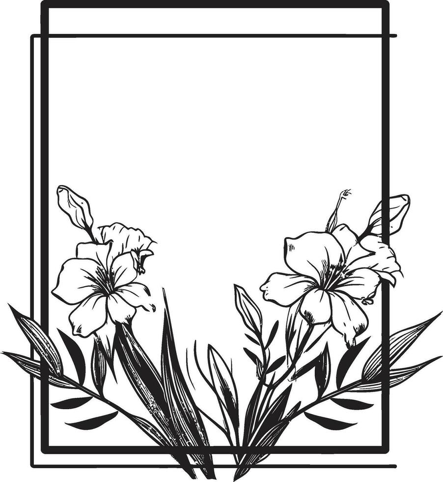 Elegant Floral Sketch Iconic Black Vector Minimalistic Noir Design Hand Rendered Logo Icon