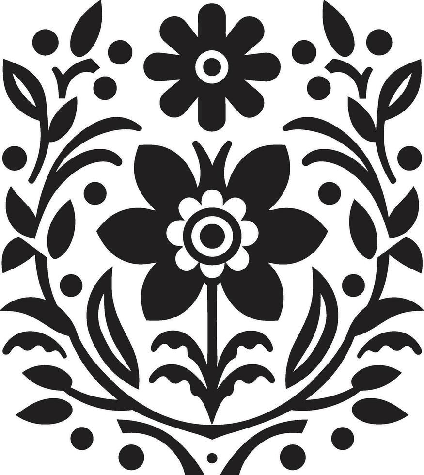 vectorizado floraciones geométrico floral logo geométrico armonía negro loseta floral icono vector