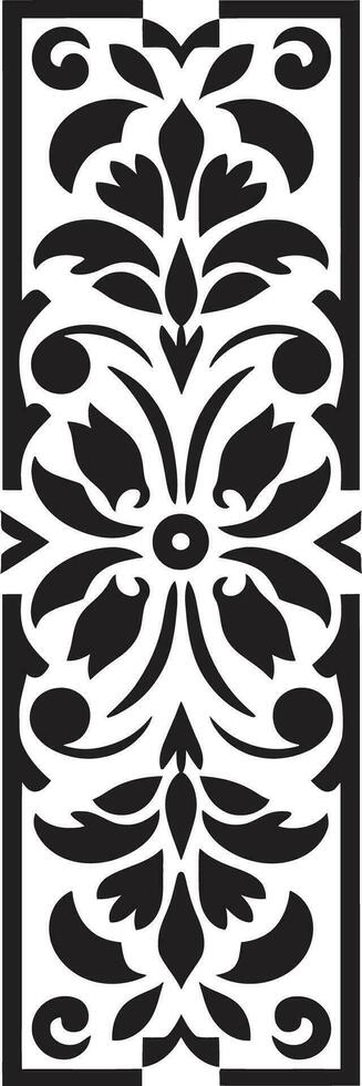 Gothic Floral Engravings Line Border Icon Design Sleek Vine Accents Decorative Line Vector
