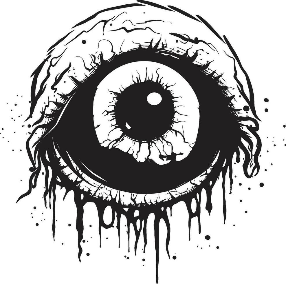 Sinister Horror Gaze Black Vector Scary Eye Demonic Zombie Eyeball Creepy Black Icon