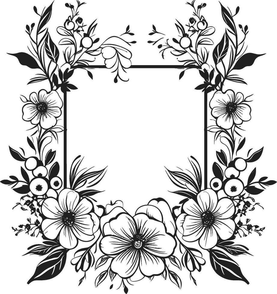 Ink Kissed Petals A Black and White Dance of Natures Beauty. Thorns and Thorns Edgy Elegance Emblazoned in Black Floral. vector