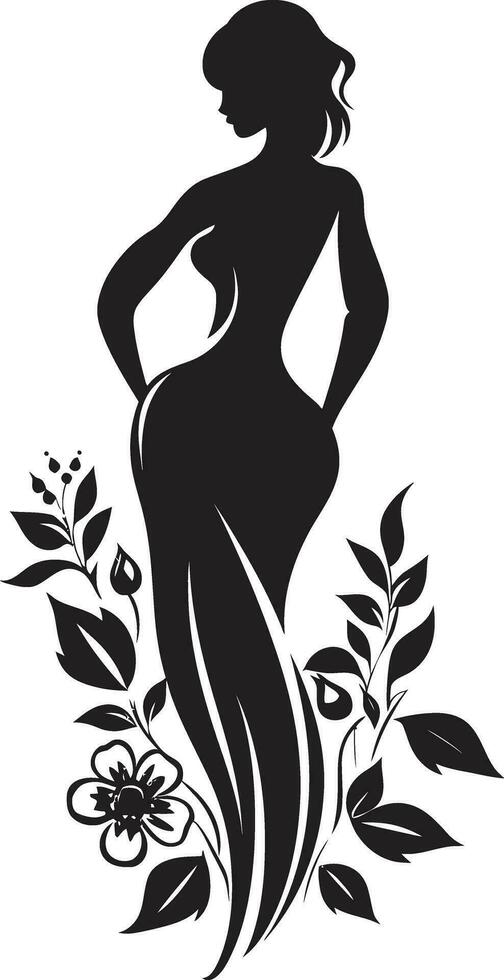Sophisticated Bloom Aura Handcrafted Emblem Abstract Flora Fusion Black Artistic Face Emblem vector