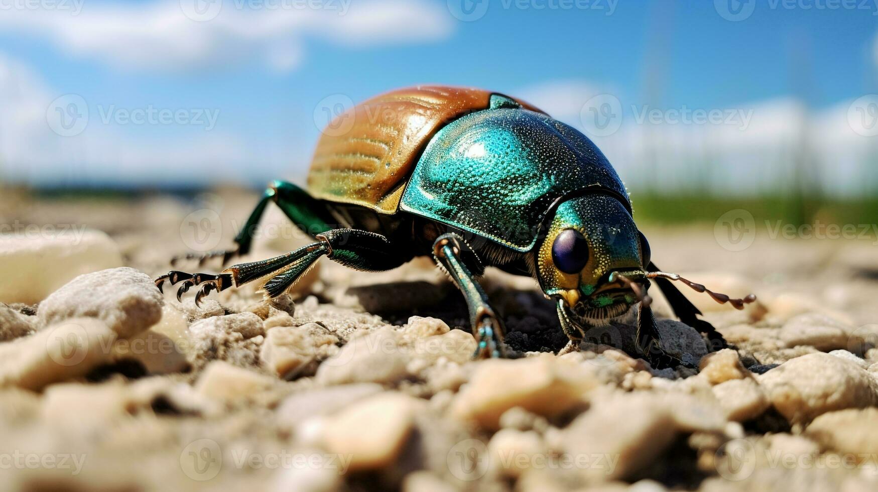AI generated Photo of June Bug on a ground. Generative AI