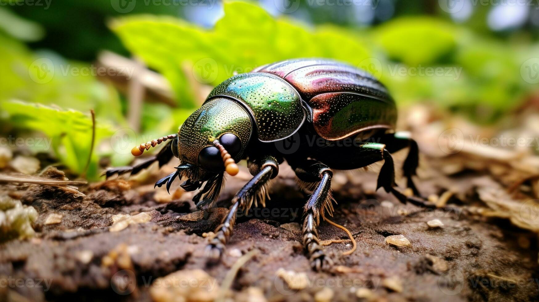 AI generated Photo of Japanese Beetle on a ground. Generative AI