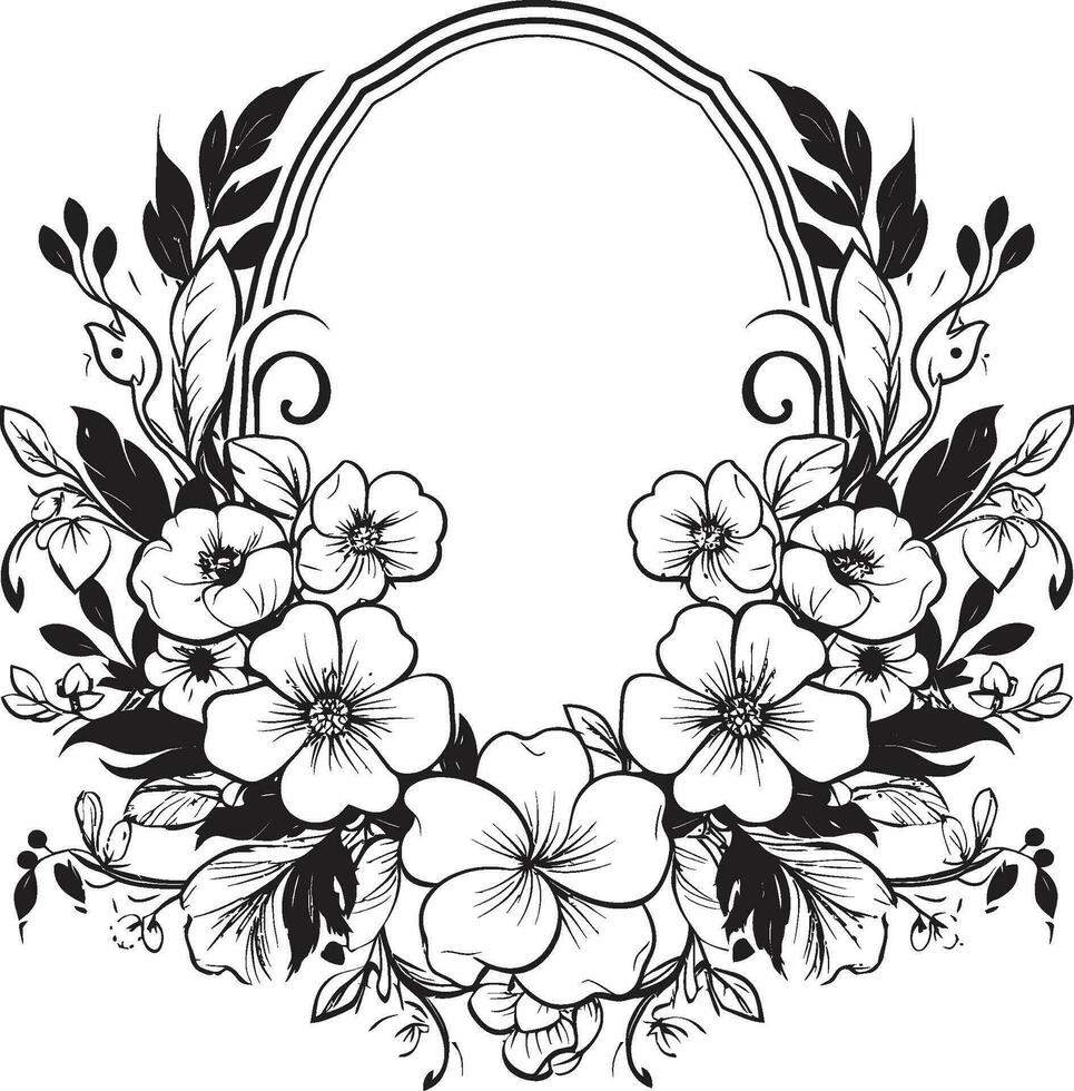 eterno elegancia negro floral icono diseño agraciado floraciones vector logo con marco