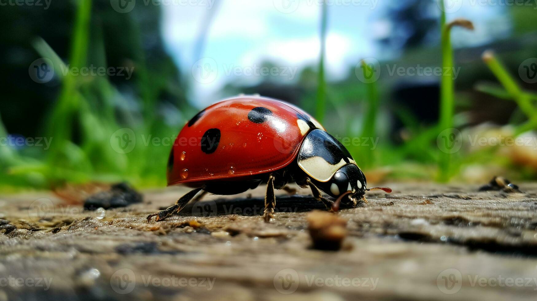 AI generated Photo of Ladybug on a ground. Generative AI