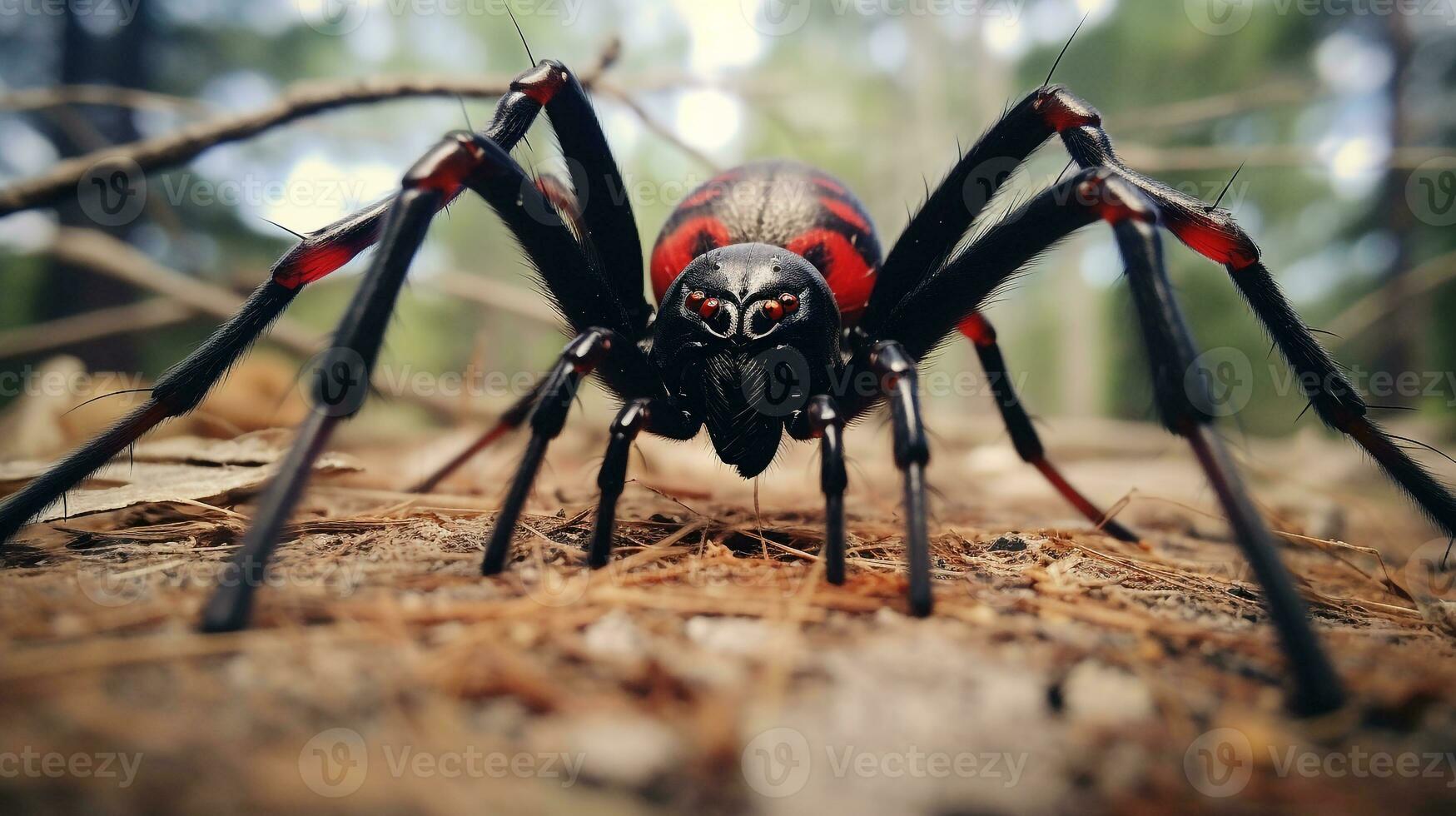 AI generated Photo of Redback Spider on a ground. Generative AI