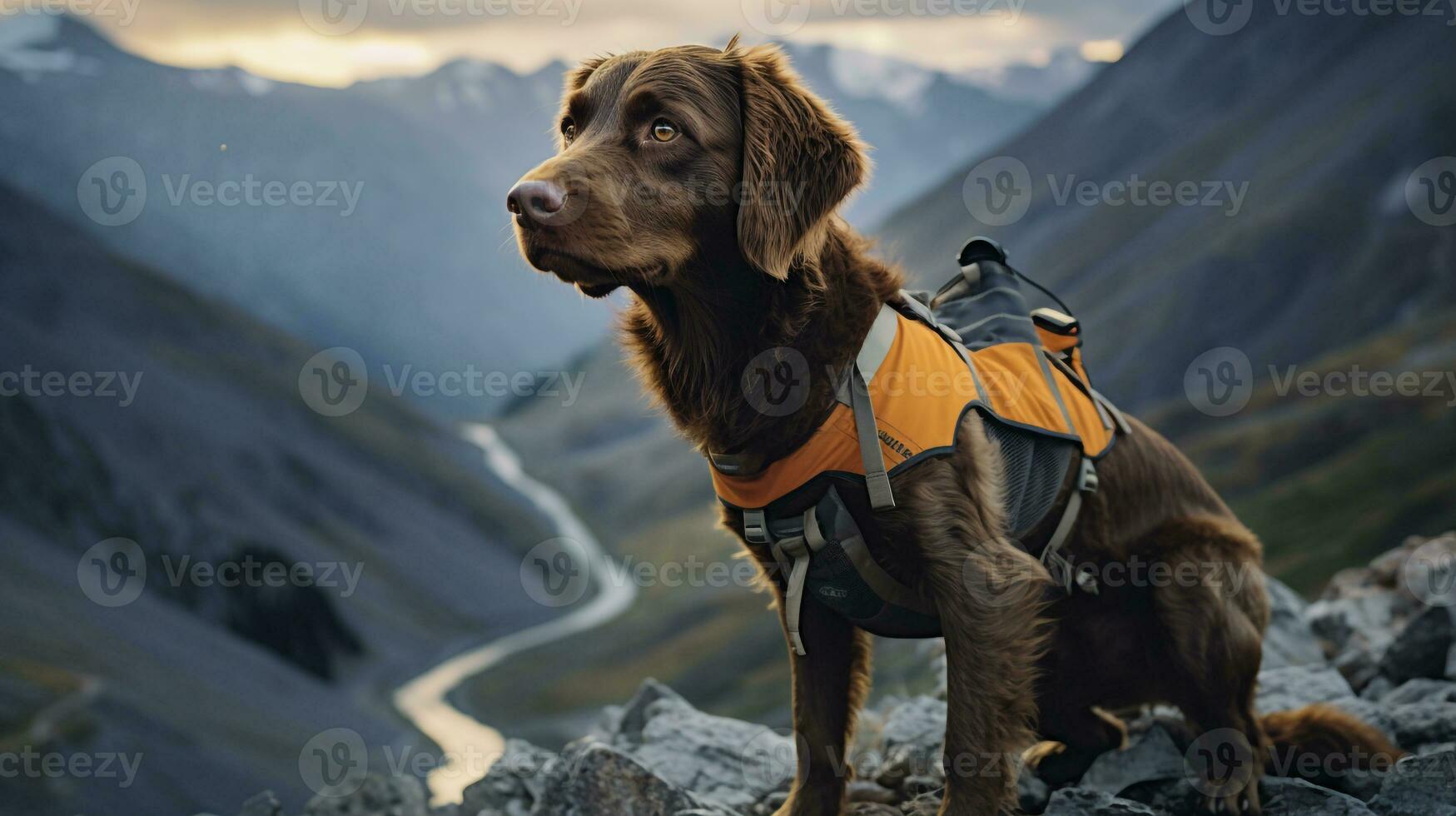 AI generated Photo of a determined search and rescue dog. Generative AI