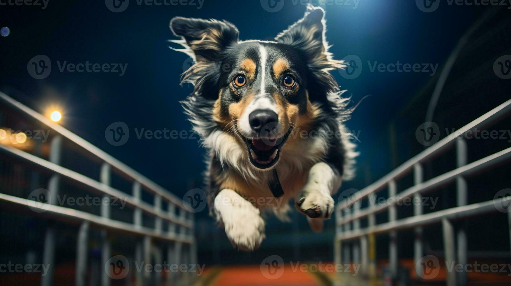 AI generated Photo of an elegant dog participating in a canine agility. Generative AI