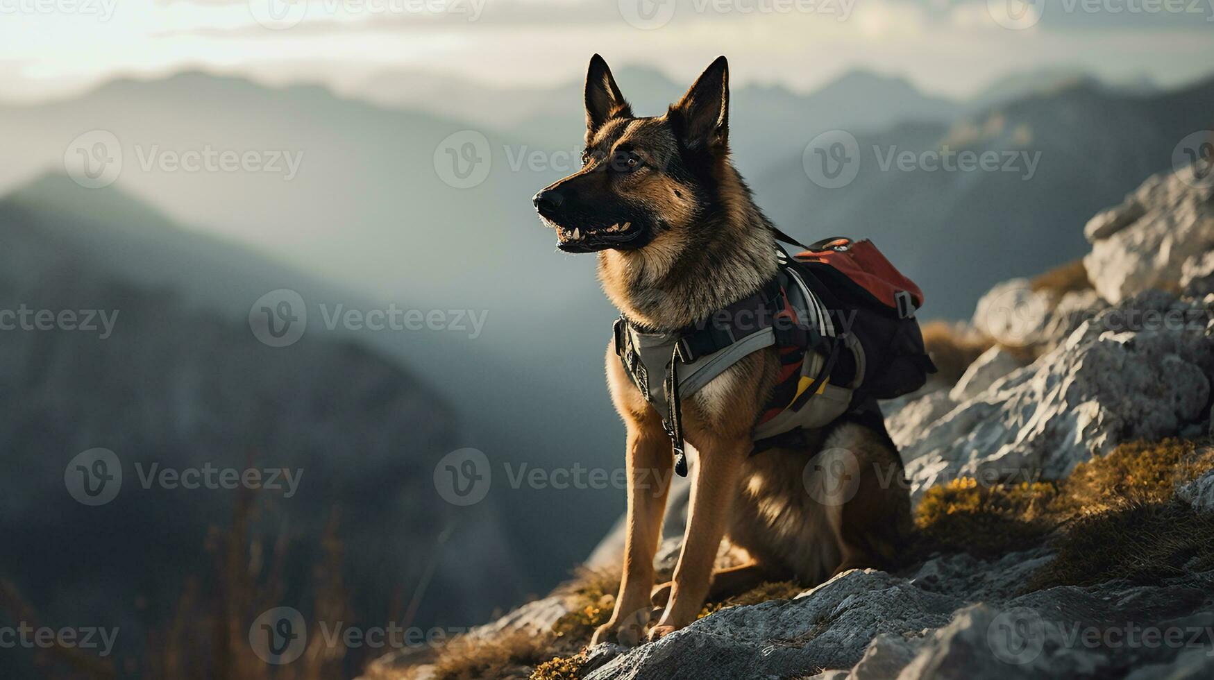 AI generated Photo of a determined search and rescue dog. Generative AI