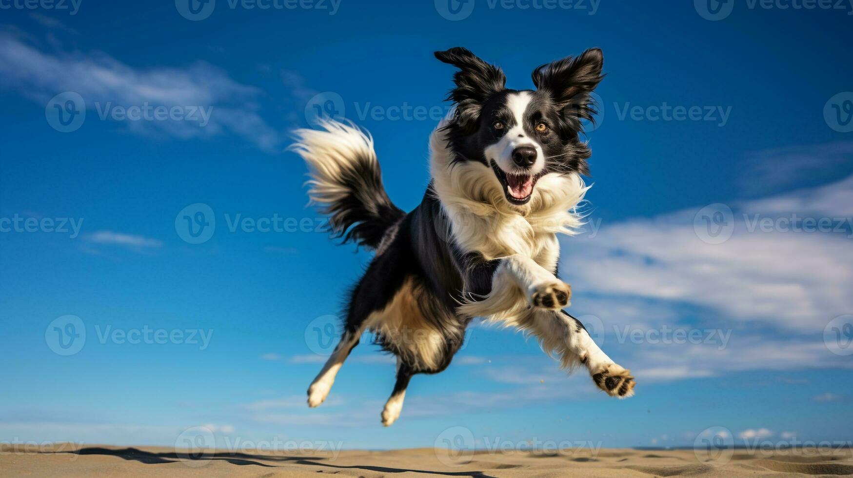 ai generado foto de un atlético perro participativo en un frisbee generativo ai