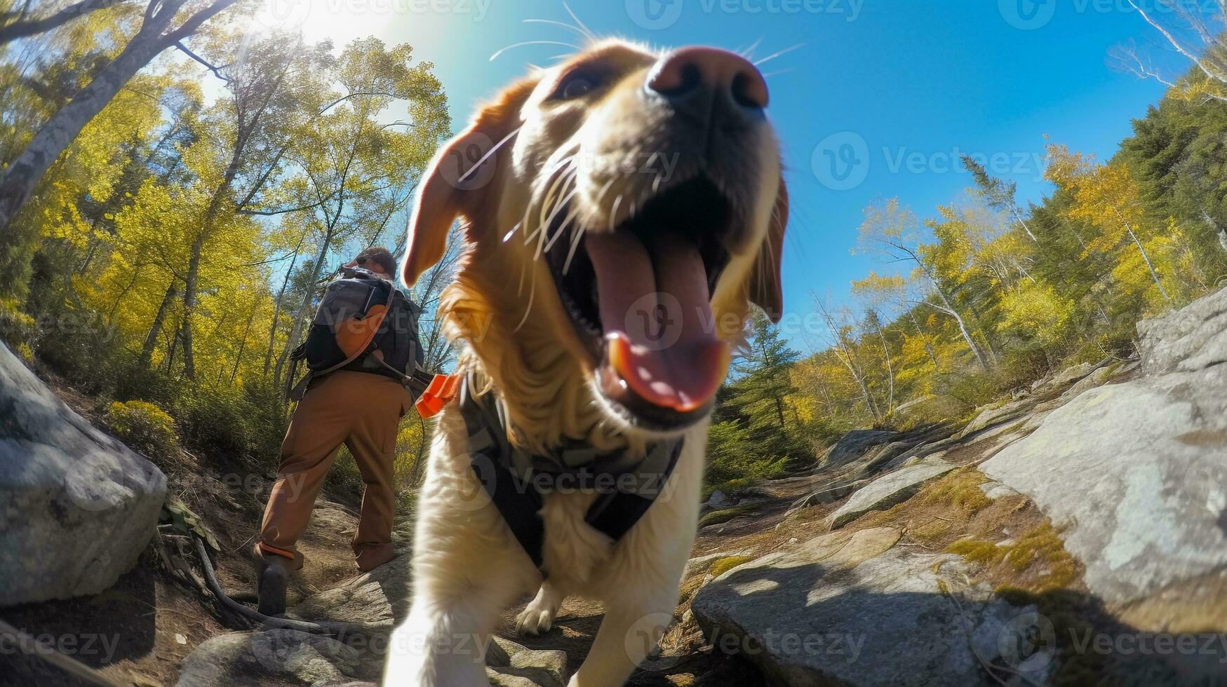 AI generated Photo of a determined service dog assisting its owner. Generative AI