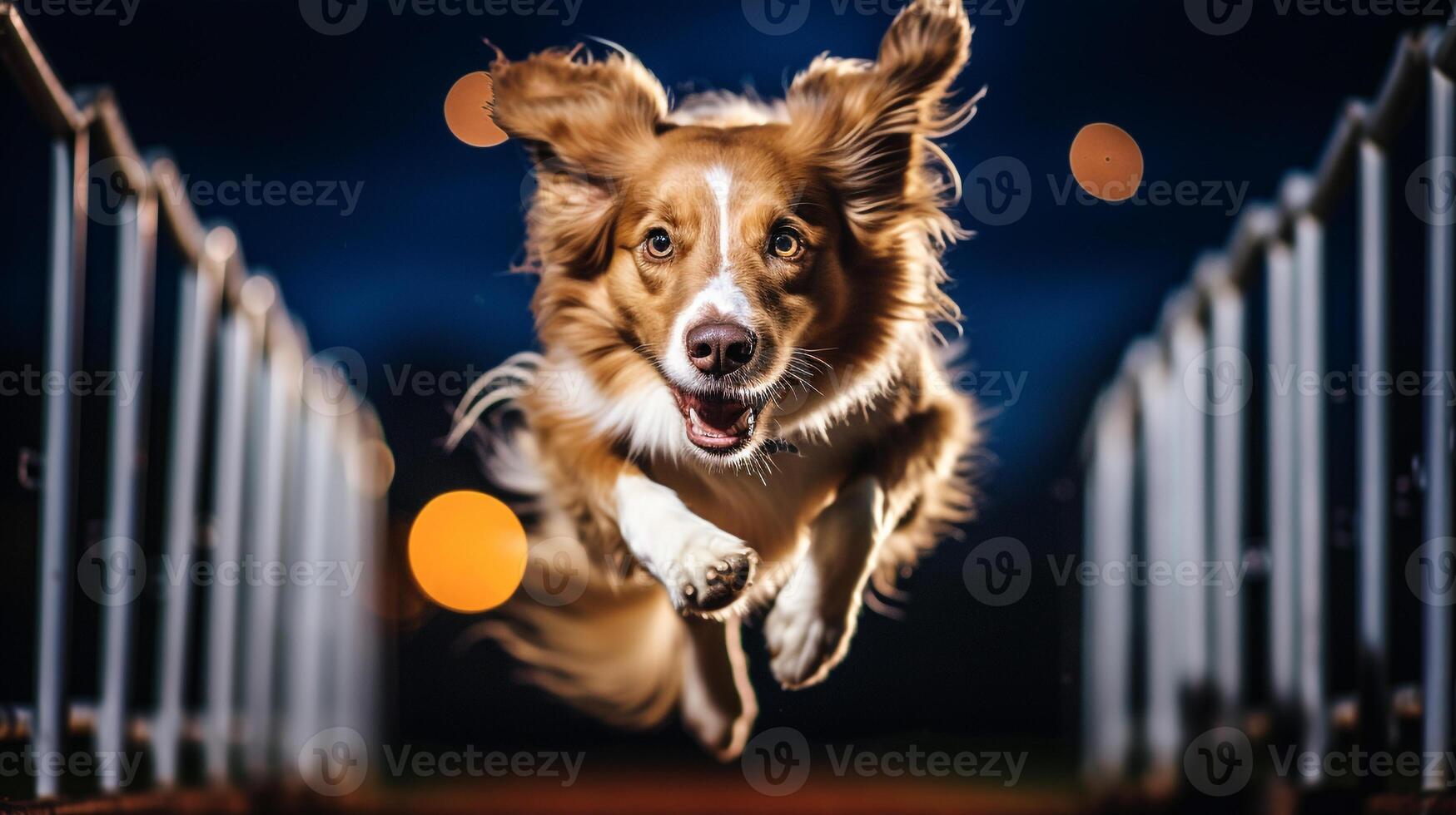 AI generated Photo of an elegant dog participating in a canine agility. Generative AI