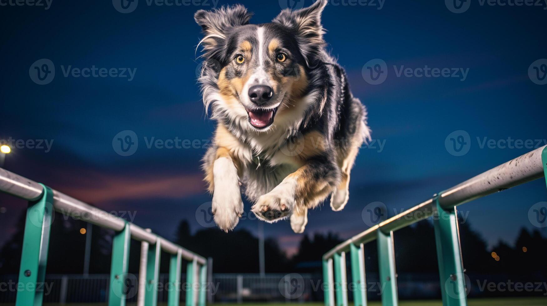 AI generated Photo of an elegant dog participating in a canine agility. Generative AI