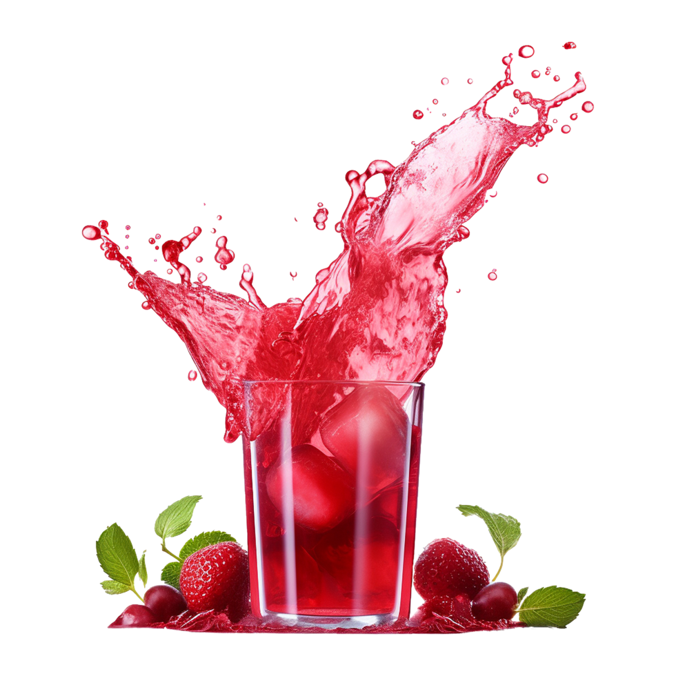 AI generated Realistic glass of red juice isolated on transparent background png