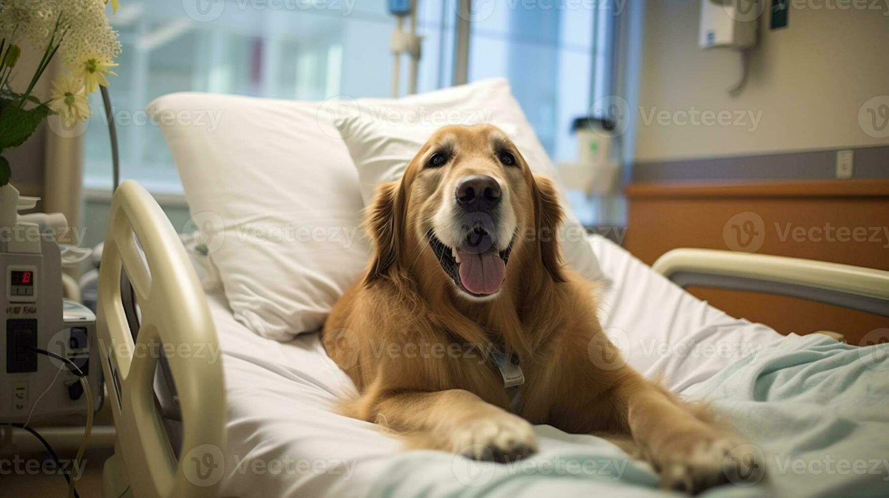 ai generado foto de un terapia perro trayendo comodidad a hospital. generativo ai