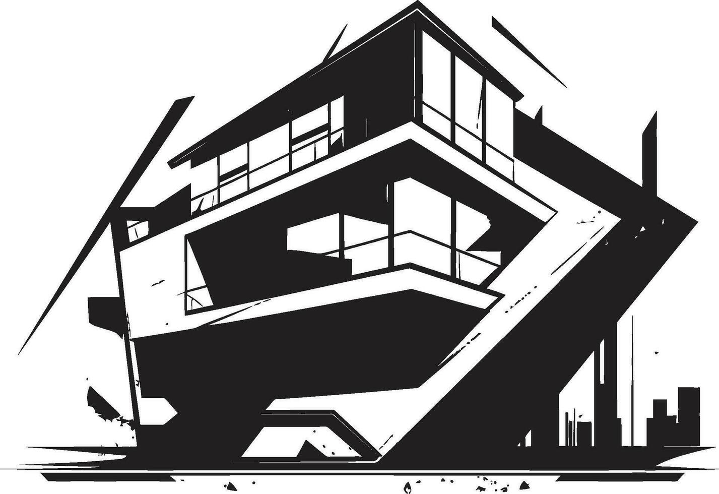 Architectural Visionaries Bold House Sketch Design in Vector Logo Contemporary Living Mark Innovative House Sketch Icon