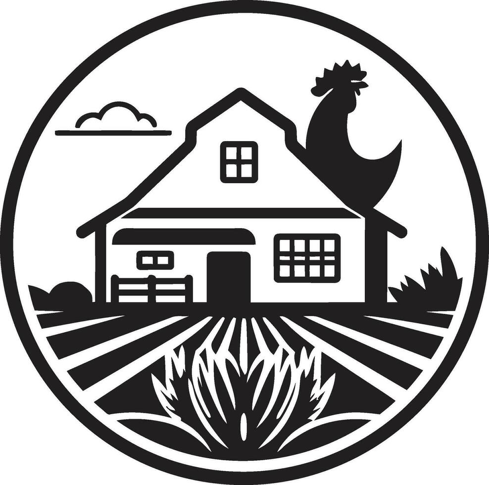 Agrarian Retreat Symbol Farmers House Vector Emblem Harvest Homestead Design Farmhouse Vector Icon