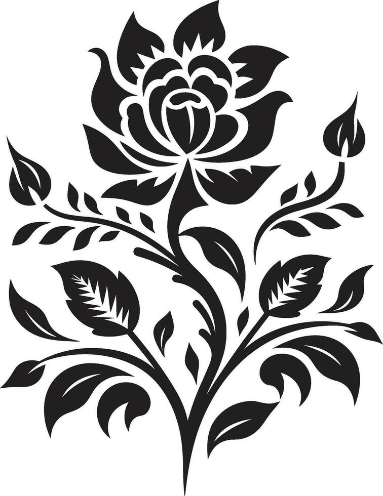 Artisanal Threads Decorative Ethnic Floral Icon Rooted Tradition Ethnic Floral Vector Symbol
