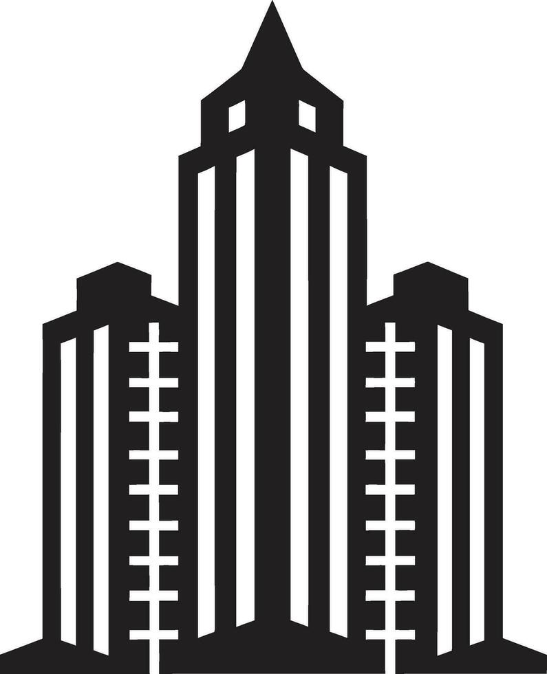 horizonte multipiso Plano paisaje urbano vector icono diseño ciudad horizonte alto subir multipiso edificio en vector logo