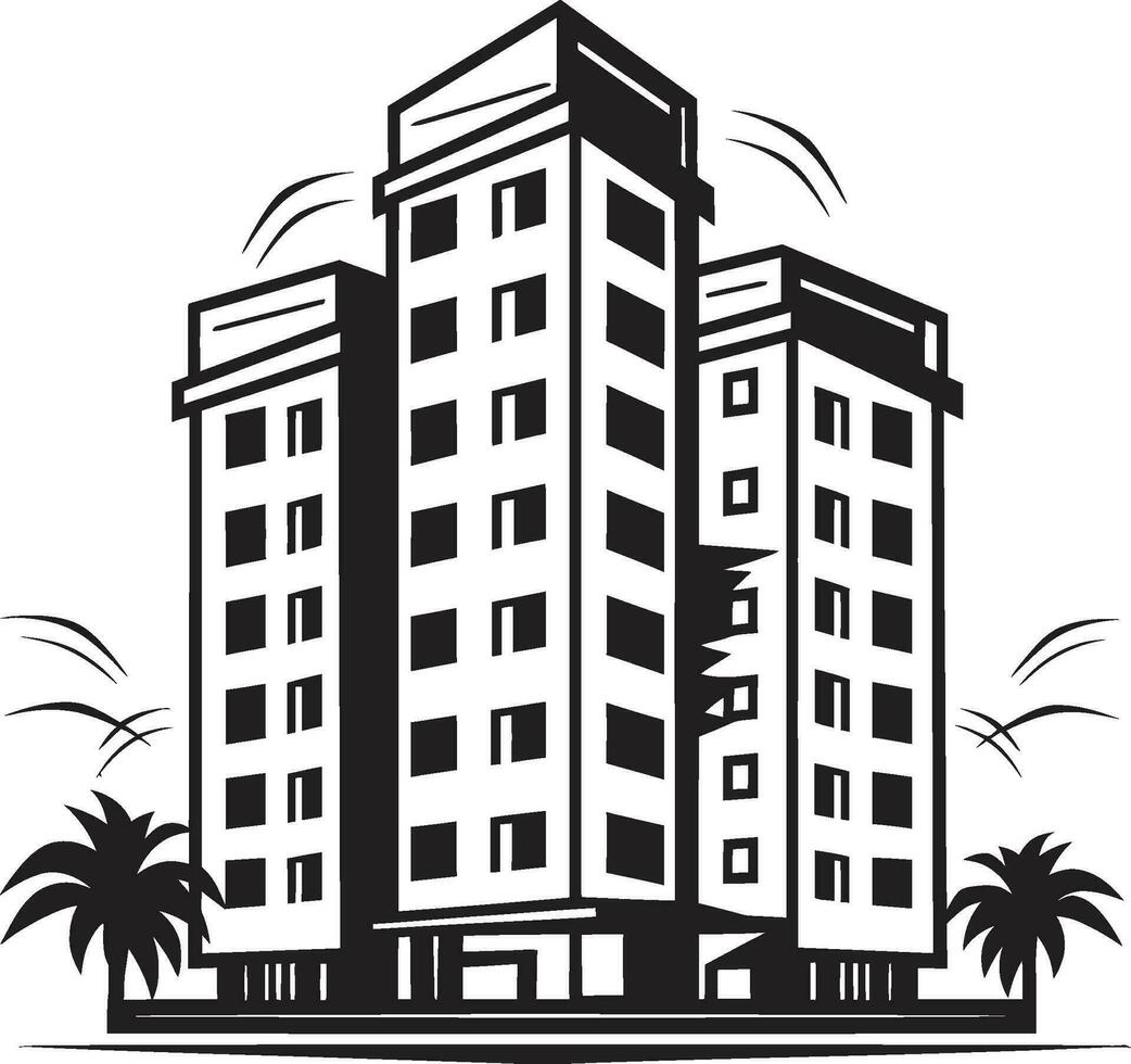 Cityline Visions Multifloral Cityscape Vector Logo Urban Tapestry Multifloor Cityscape Vector Icon