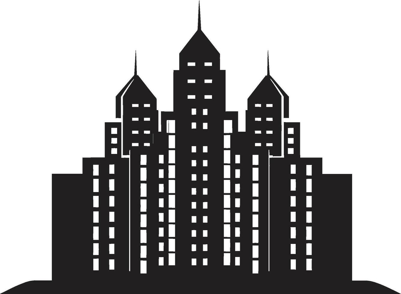 Downtown Tower Silhouette Multifloor Cityscape Vector Logo Cityline Skyscraper Impression Urban Multifloor Vector Logo