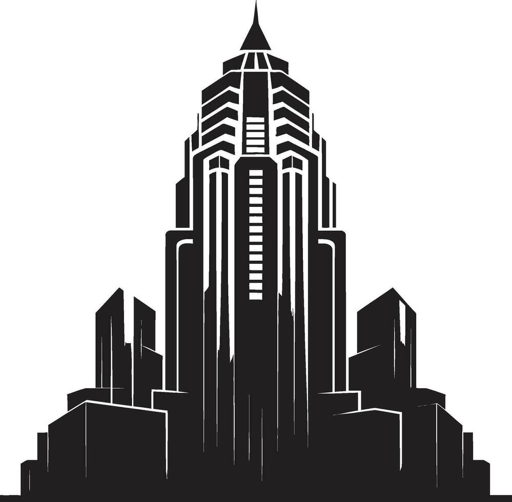 Downtown Tower Silhouette Multifloor Cityscape Vector Logo Cityline Skyscraper Impression Urban Multifloor Vector Logo