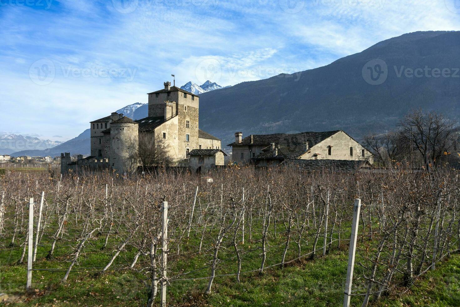 Castle of Sarriod de La Tour Aosta Valley panoramic view photo