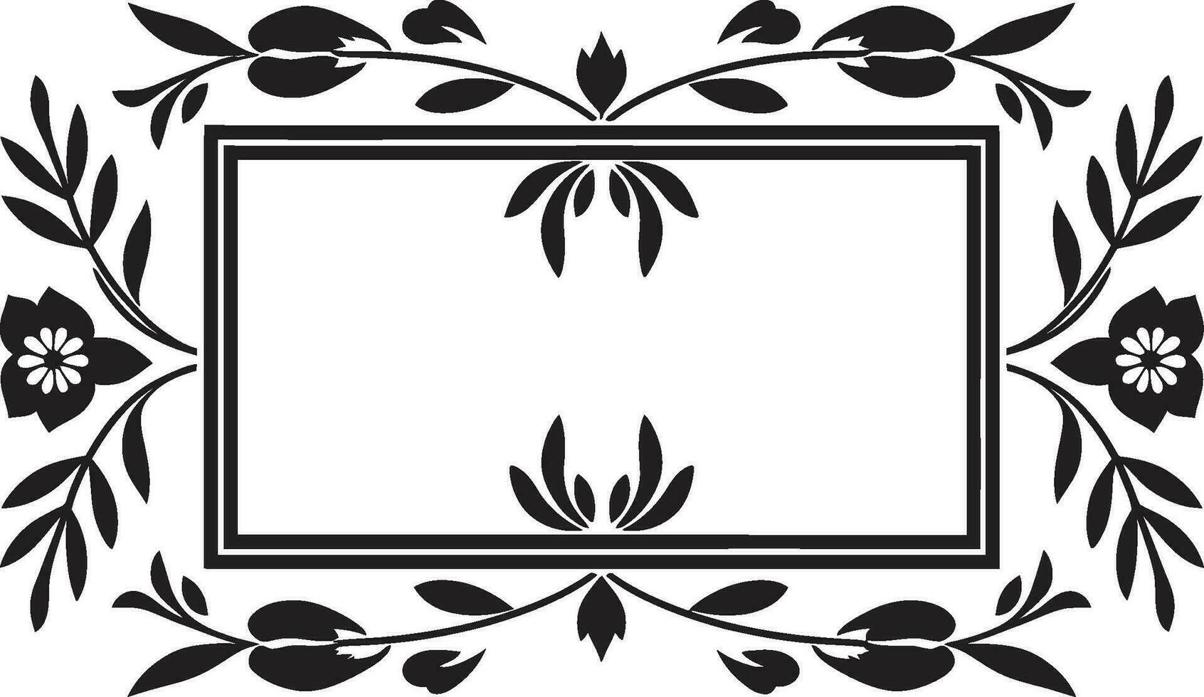 Symmetric Petal Mosaic Geometric Floral Icon Botanical Grid in Black Vector Design