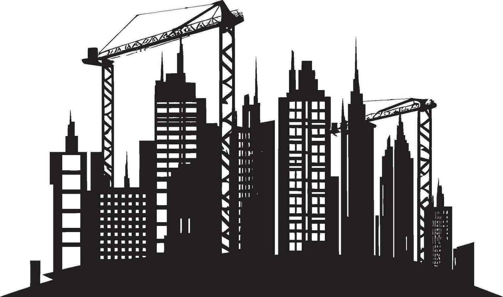 Urban Skyscraper Sketch Cityscape Multifloor Vector Logo Skyline Multifloor Silhouette Urban Building in Vector Icon Design