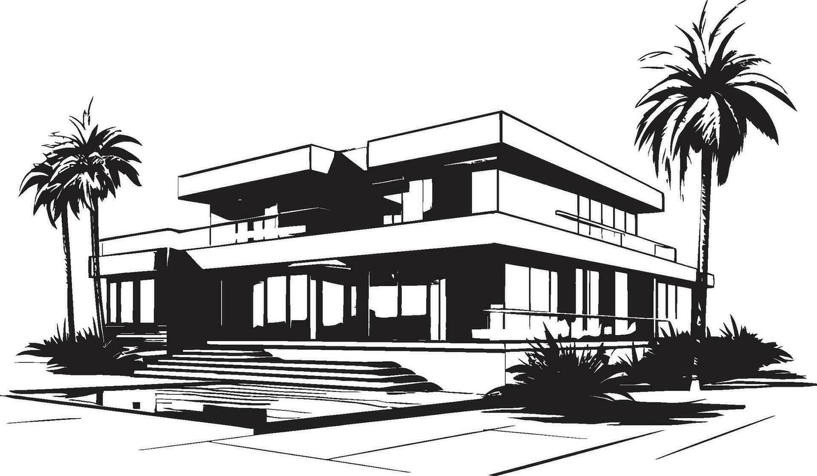 contemporáneo villa estructura icónico emblema en vector icono villa construcción Plano arquitectónico estructura en vector logo