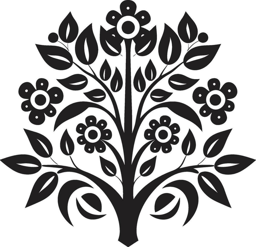 Artisan Blossom Ethnic Floral Emblem Design Rooted Traditions Ethnic Floral Logo Icon vector