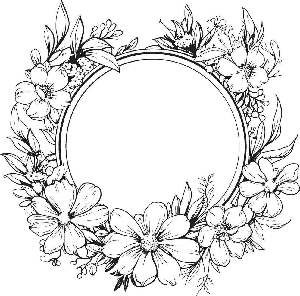 Thorny Elegance A Gothic Embrace of Floral Power. Victorian Vignette Delicate Black and White Florals in Vintage Charm. vector