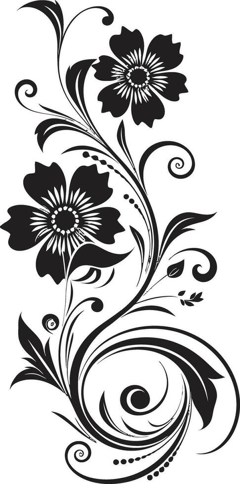 Artistic Vector Bouquet Black Design Elegant Floral Noir Iconic Vector Icon