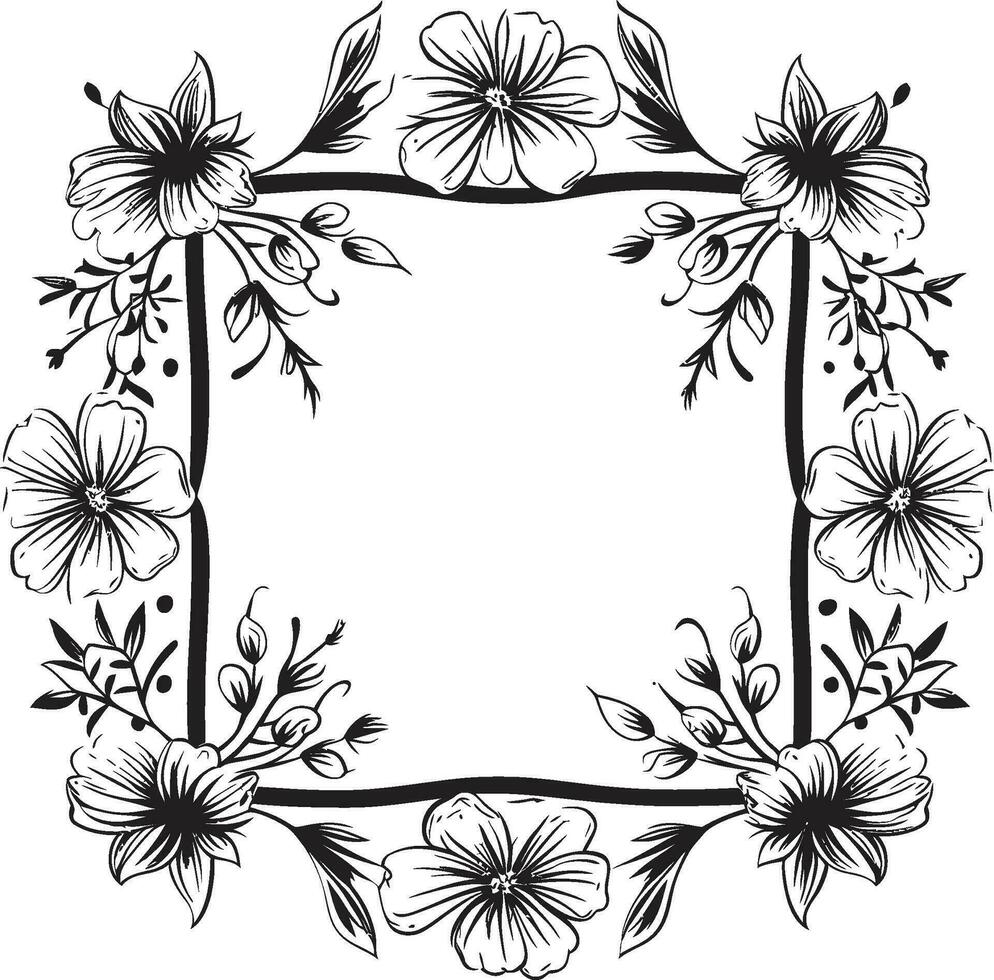 Thorny Tapestry A Gothic Web of Floral Enchantment. Victorian Symphony Delicate Black and White Florals in Vintage Harmony. vector