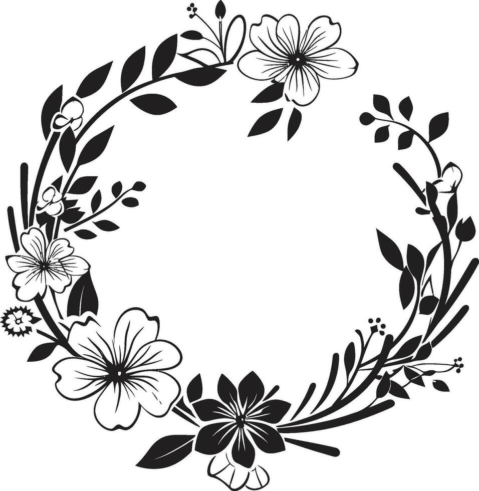 Chic Floral Expression Decorative Frame Logo Serenade in Bloom Bouquet Vector Icon Design