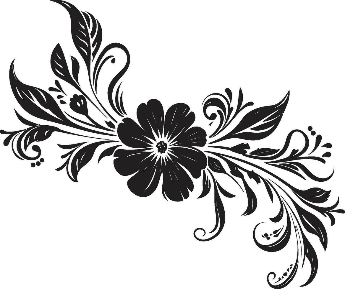 Intricate Noir Garden Tales Hand Drawn Florals Graphite Floral Harmony Noir Emblem Sketches vector