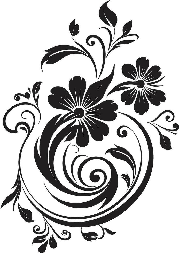 real hecho a mano ramo de flores vector logo diseño elegante botánico contorno negro logo icono