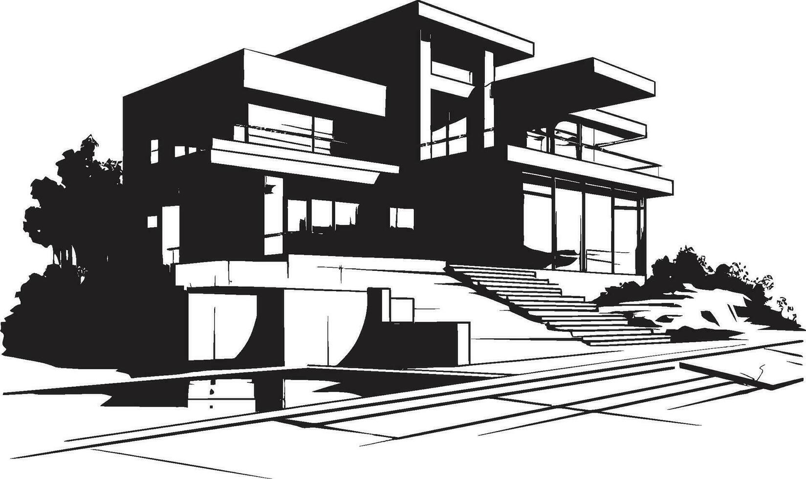 Contemporary Abode Emblem Modern House Design Vector Icon Urban Elegance Modern House Design Vector Emblem
