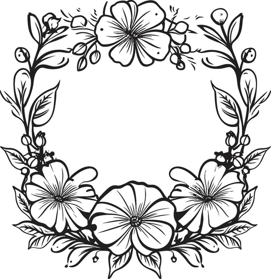 artístico serenidad floral marco logo caprichoso jardín negro vector logo icono