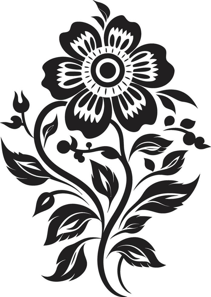 Inherited Petals Ethnic Floral Emblem Logo Tribal Elegance Decorative Ethnic Floral Vector