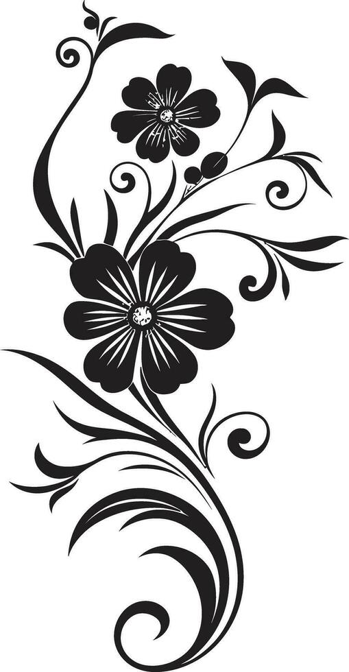 Hand Drawn Floral Essence Black Vector Design Element Artistic Floral Detailing Handcrafted Iconic Logo