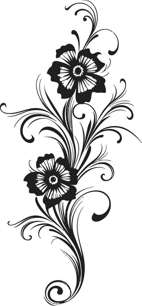 Captivating Botanical Sketches Iconic Vector Logo Sleek Hand Drawn Patterns Black Vector Design