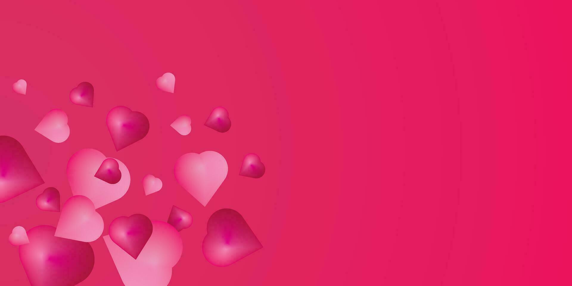 el rojo antecedentes diseño con tridimensional corazones es adecuado para un romántico tema vector