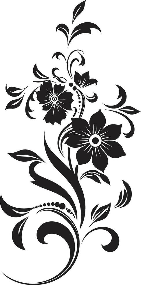 Captivating Hand Drawn Compositions Black Vector Playful Floral Designs Iconic Logo Element