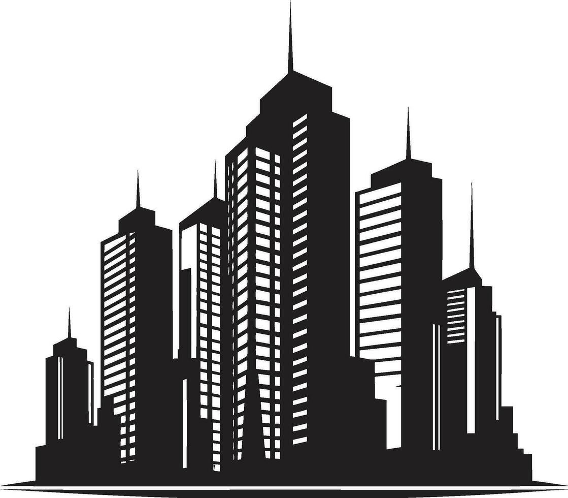 ciudad vista torre impresión multipiso edificio en vector icono diseño urbano multipiso silueta paisaje urbano vector logo diseño